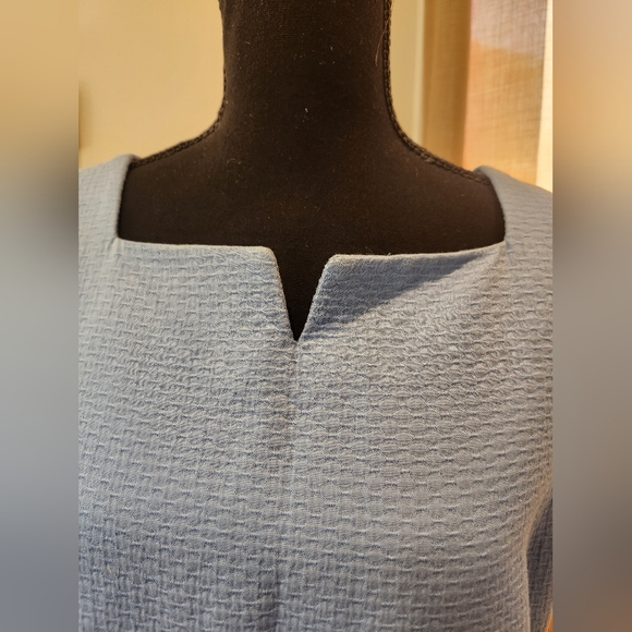 J. Mclaughlin Sheath Little Blue Dress Size 10 Short Cap Sleeves, Textured Fabri - Picture 3 of 15